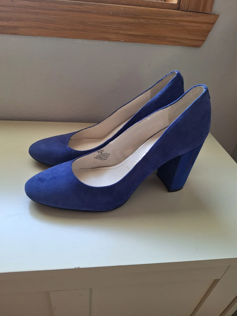 Anne Klein Royal Blue Suede Block Heel Pumps